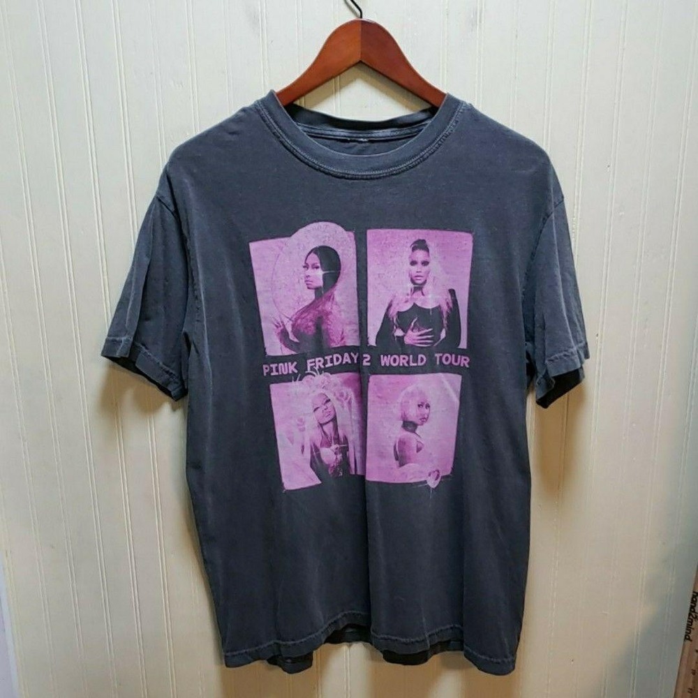 Nicki Minaj Shirt Mens Large Gray Pink Friday 2 World Tour Graphic Tagless Tee